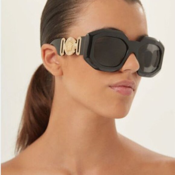 Versace VE4424U GB1/87 Geometric Sunglasses - Black/Grey - Picture 2 of 11